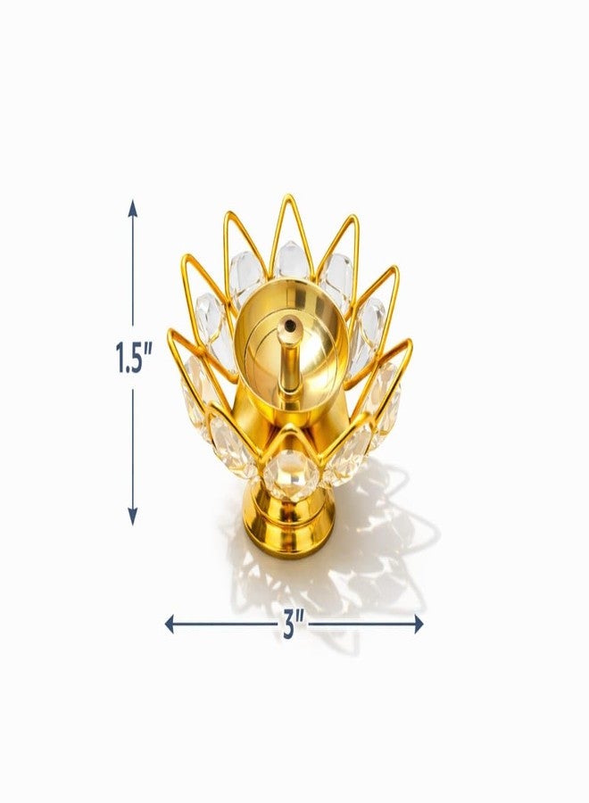 MISAA URNS Brass Crystal Bowl Round Shape Akhand Kamal Diya Oil Lamp for Mandir Temple Pooja Articles Decor Diwali Decoration Items for Home (Pack of 8) - Image 4
